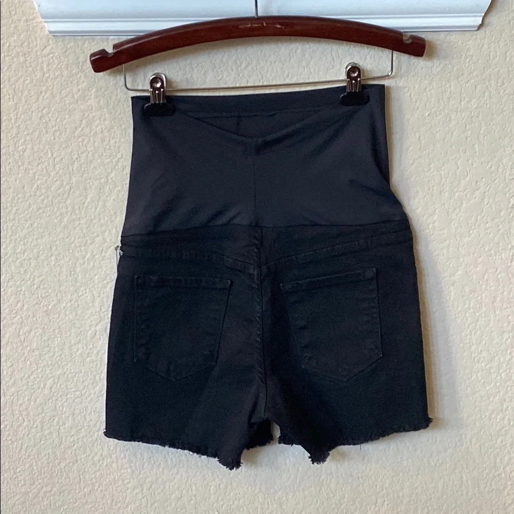 JUSTUSA High Waist Maternity Shorts Black Denim Size 27